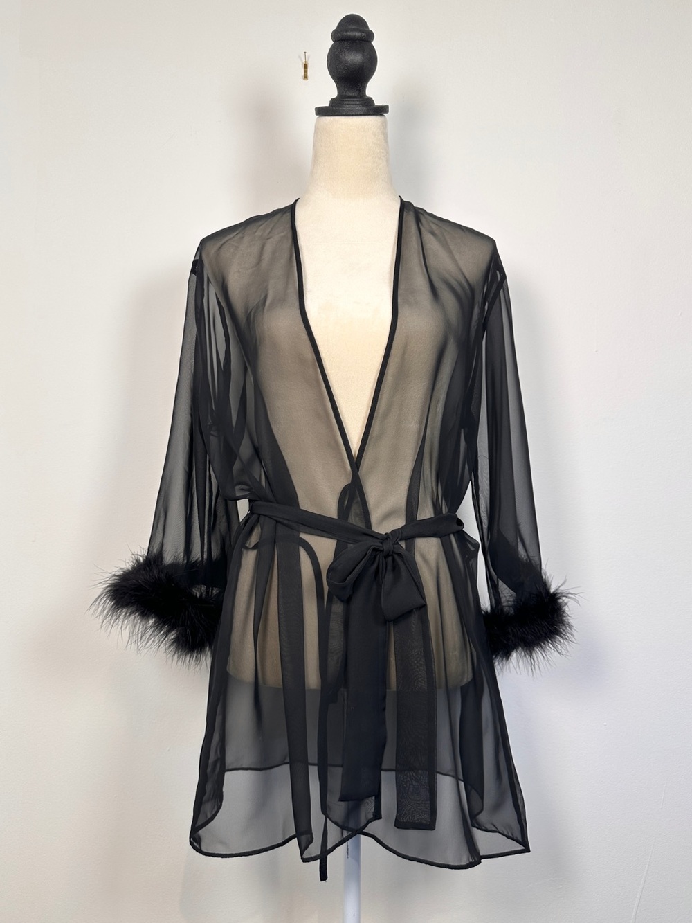 Warner’s Marilyn Monroe Feather Trim Peignoir Robe P/S Vintage
